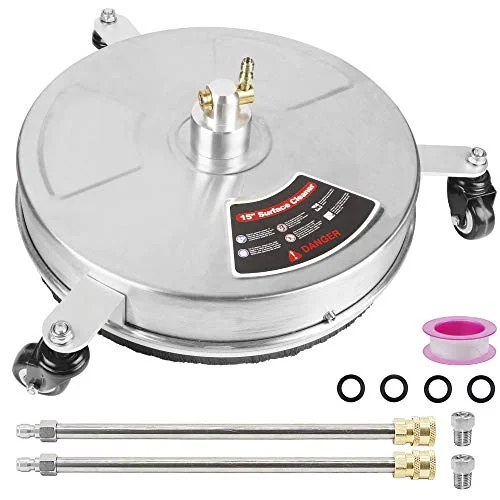 Christmas Beautiful Pine Trees 15" Pressure Washer Surface Cleaner with 3 Wheels, Stainless Steel Housing & 1/4" Quick Connector, Power Washer Attachment with 2 Extension Wand, 2 Replacement Nozzles, 4000 PSI