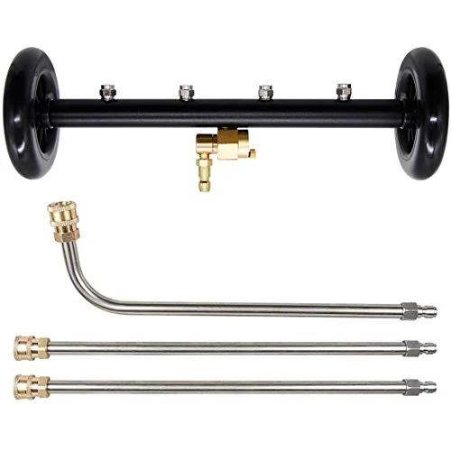 Christmas North Pole 16 Inch Dual-Function Undercarriage Cleaner, Surface Cleaner for Pressure Washer, Underbody Car Wash Water Broom with 2 Piece Extension Wand and 90 Degree Angled Wand, 4000 PSI