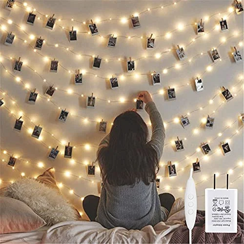 Christmas Snowy Windows 3.5 Inches LED String Light - 66ft Fairy Copper String Lights - USB Powered - 8 Modes & Timer - Warm White