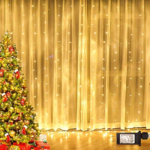 Christmas Holiday Decor 300 LED Window Curtain String Light - Warm White