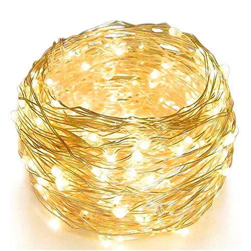 Christmas Holiday Traditions 33ft 100 LED Silver Wire Fairy String Lights - Battery Operated - Warm White - 1 Pack