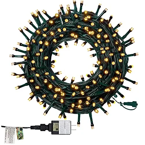 Christmas Winter Joy 66ft 200 LED Christmas Tree String Lights - UL Safe Certified - Plug-in - Expandable Green Wire - 8 Modes - Warm White Christmas Winter Joy 66ft 200 LED Christmas Tree String Lights - UL Safe Certified - Plug-in - Expandable Green Wire - 8 Modes - Warm White