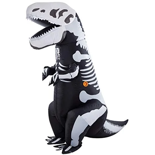 Christmas Warm Drinks 8.2FT Halloween Costume Adult Inflatable Skeleton Dinosaur, Tyrannosaurus T-Rex Halloween Decorations Party Fancy Dress Funny Cosplay Jumpsuit White