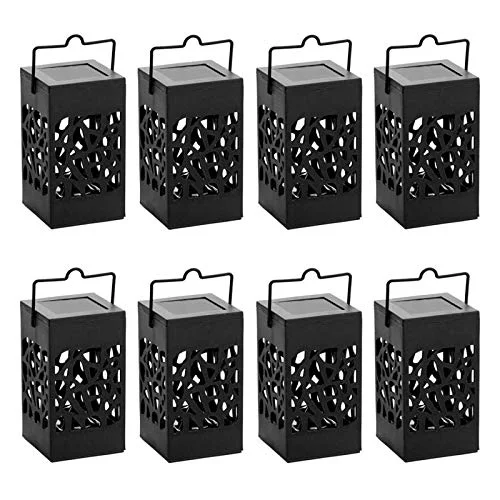 Christmas Homemade Cookies Outdoor Solar Lanterns Hanging Solar Lights with Handle, Christmas Garden Tree Yard Patio Holiday Decorations - 8 Pack