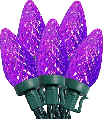 Christmas Snowfall Scene C9 Halloween Lights - 24.5ft 50 Count Faceted Strawberry String Lights - Indoor/Outdoor Decor - Purple Christmas Snowfall Scene C9 Halloween Lights - 24.5ft 50 Count Faceted Strawberry String Lights - Indoor/Outdoor Decor - Purple