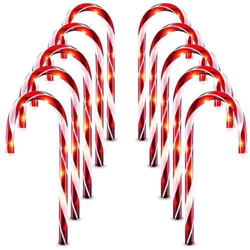 Christmas Evergreen Decorations Christmas Candy Cane Lights - 60 Count Incandescent Warm White Fairy Lights - 10 Pack
