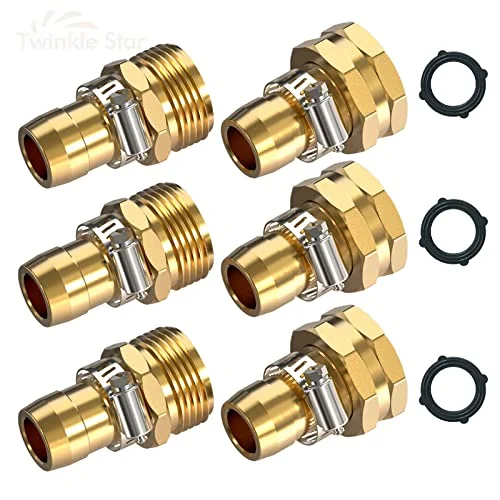 Christmas Tree Angel Garden Hose Repair Connector with Clamps, Male and Female Garden Hose Fittings - 3 Pack