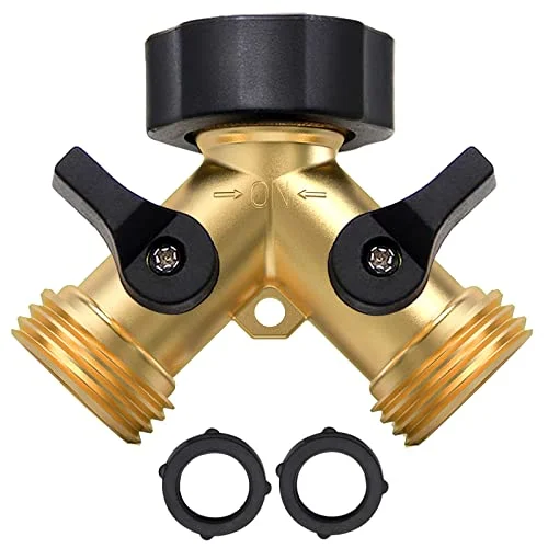 Christmas Cozy Candles Garden Hose Splitter 2 Way Heavy Duty, Y Connector Brass Garden Hose Adapter, Hose Bib Splitter with 2 Extra Rubber Washers Christmas Cozy Candles Garden Hose Splitter 2 Way Heavy Duty, Y Connector Brass Garden Hose Adapter, Hose Bib Splitter with 2 Extra Rubber Washers