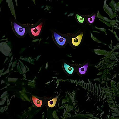 Christmas Joyful Laughter Halloween Decorations Flashing Eyes String Lights, RGB Color Changing Spooky Light Up Eyeball Waterproof Battery Operated Decoration String Lights for Halloween Indoor/Outdoor Décor