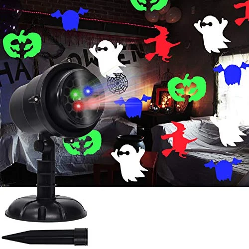 Christmas Gift Wrapping Ideas Halloween Decorations Light Projector with 3 Switchable Lenses Elements Pattern Multicolor Moving Lights, LED Landscape Spotlight Indoor Outdoor Halloween Decor