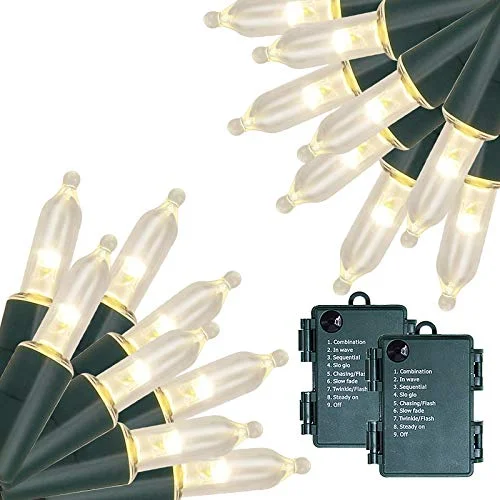 Christmas Sweet Treats Outdoor Christmas Lights - Battery Operated - 50 LED Mini String Light - 8 Modes - 16ft Waterproof - Warm White - 2 Pack Christmas Sweet Treats Outdoor Christmas Lights - Battery Operated - 50 LED Mini String Light - 8 Modes - 16ft Waterproof - Warm White - 2 Pack
