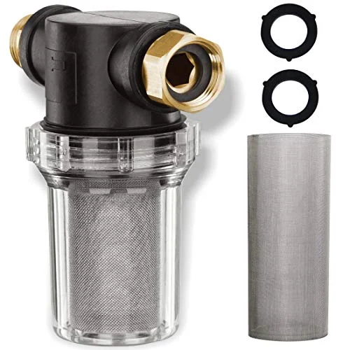 Christmas Cozy Weather Sediment Filter Attachment Line Water Hose Filter with 100 Mesh and 40 Mesh Screen, 2Pcs O-Ring, Garden Pressure Washer Inlet for RV Camping Car Wash Water Hose