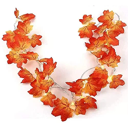 Christmas Gift Boxes Thanksgiving Decoration Fall Lights - Maple Leaves String Lights - 20 LED 11ft Battery Operated Light - 4 Pack