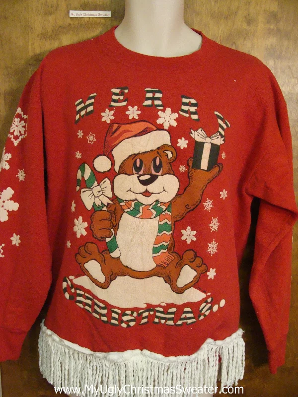 Christmas Gift Boxes TWO SIDED Christmas and New Year 80s Bear Sweatshirt