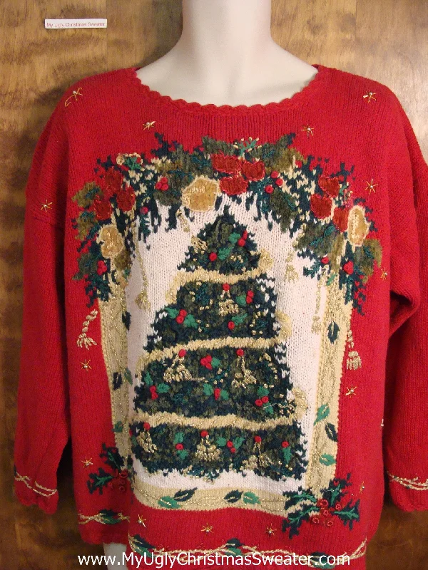Christmas Twinkling Decorations Ugly Christmas Sweater with Festive Tree