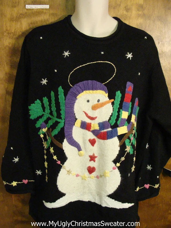 Christmas Holiday Treats Ugly Christmas Sweater with Happy Snowman