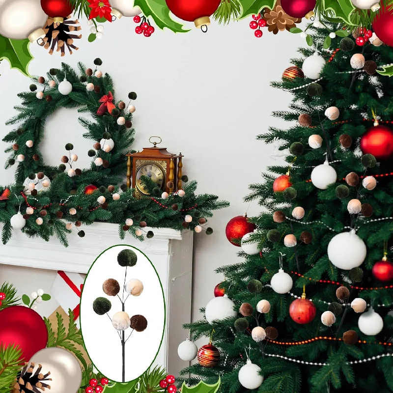 Christmas White Reindeer Velvet Spheres Ball Pick Christmas Tree Decoration - Colorful (6 Pcs) Christmas White Reindeer Velvet Spheres Ball Pick Christmas Tree Decoration - Colorful (6 Pcs)