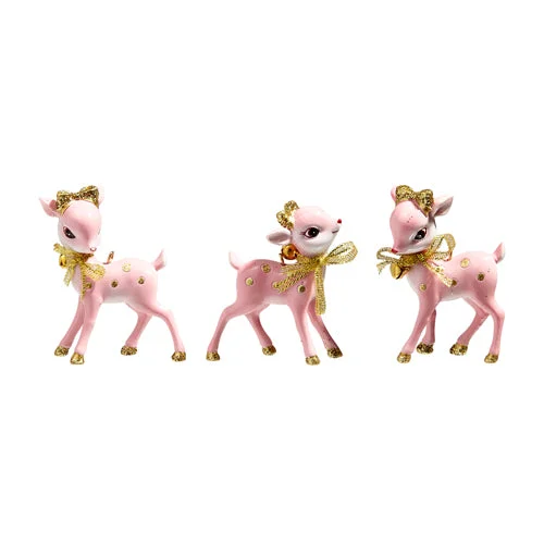 Christmas Red And White Small Retro Pink Deer Ornament