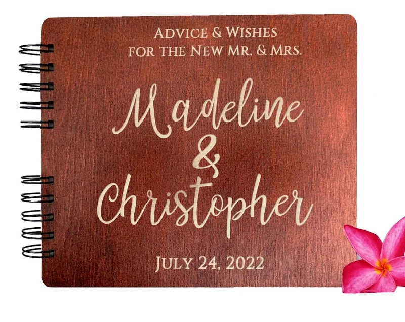 Christmas Holiday Festivities Wedding Happily Ever After Wood Personalized Album Guest Book Guest Sign In Custom Hardcover Guestbook for Future Mr Mrs