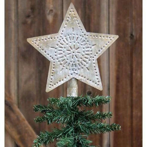 Whitewashed Star Tree Topper, 9"