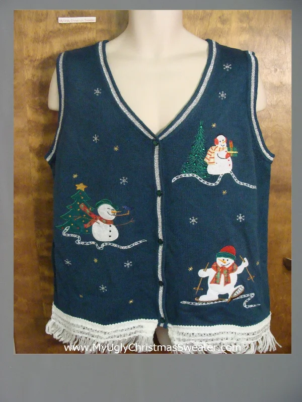 Christmas Ice Decorations Winter Snowmen Ugly Christmas Jumper Vest