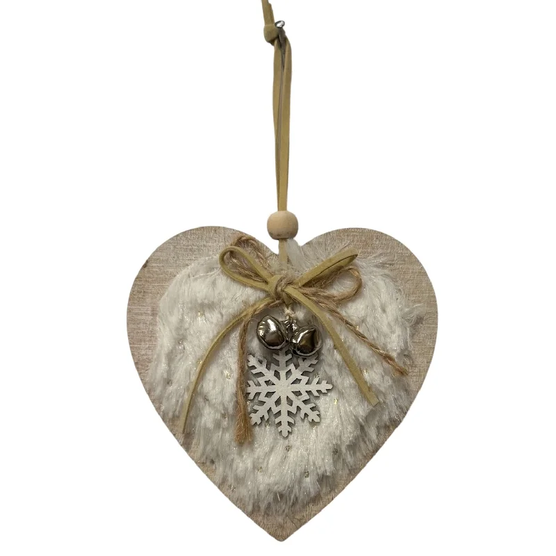 Christmas Traditional Feast Wooden Heart with Snowflake Ornament