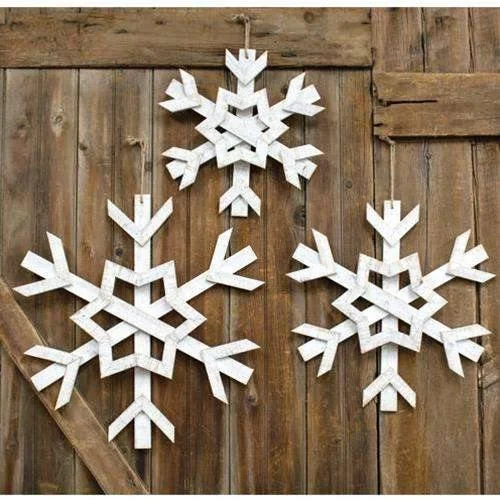 Christmas Snow Covered Village Wooden Jumbo Snowflake, 24"