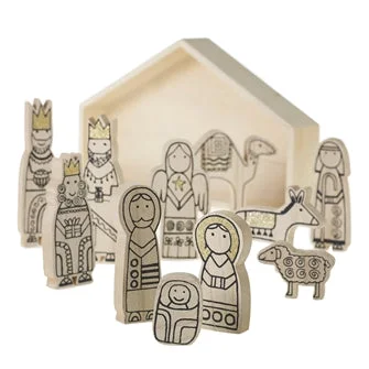 Wooden Nativity Scene