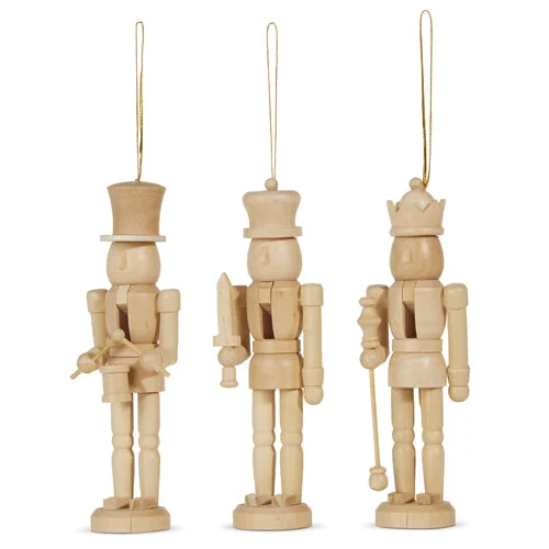 Christmas Holiday Treats Natural Wooden Nutcracker Ornament